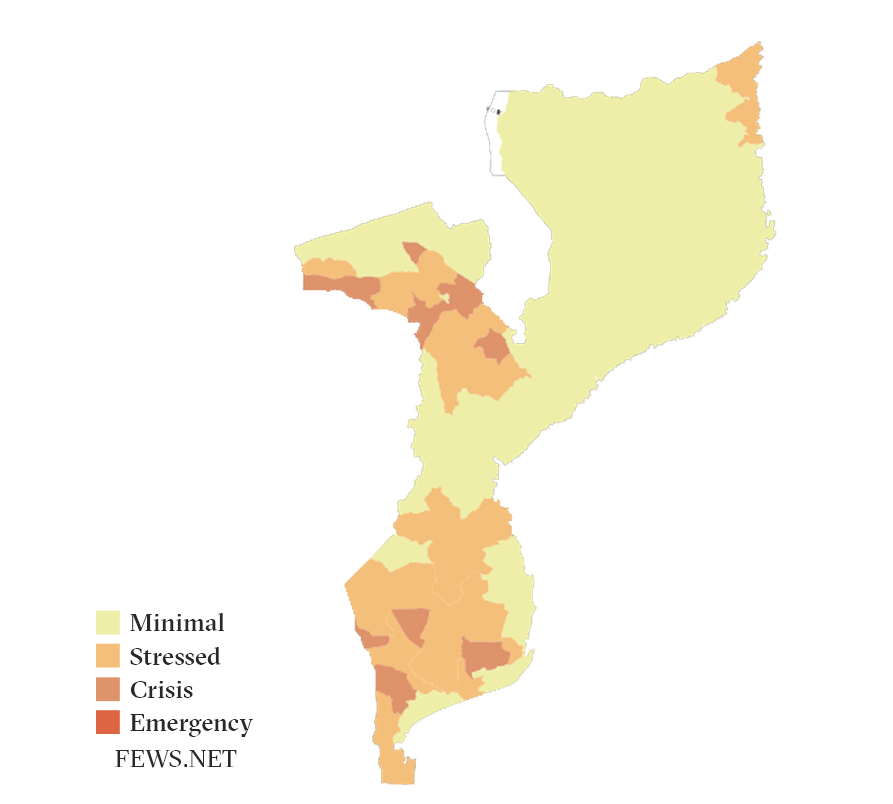 Map of food insecurity in Mozambique