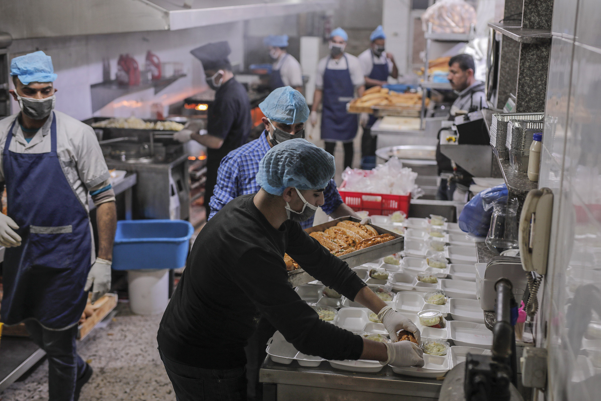 Restaurant workers in Gaza city