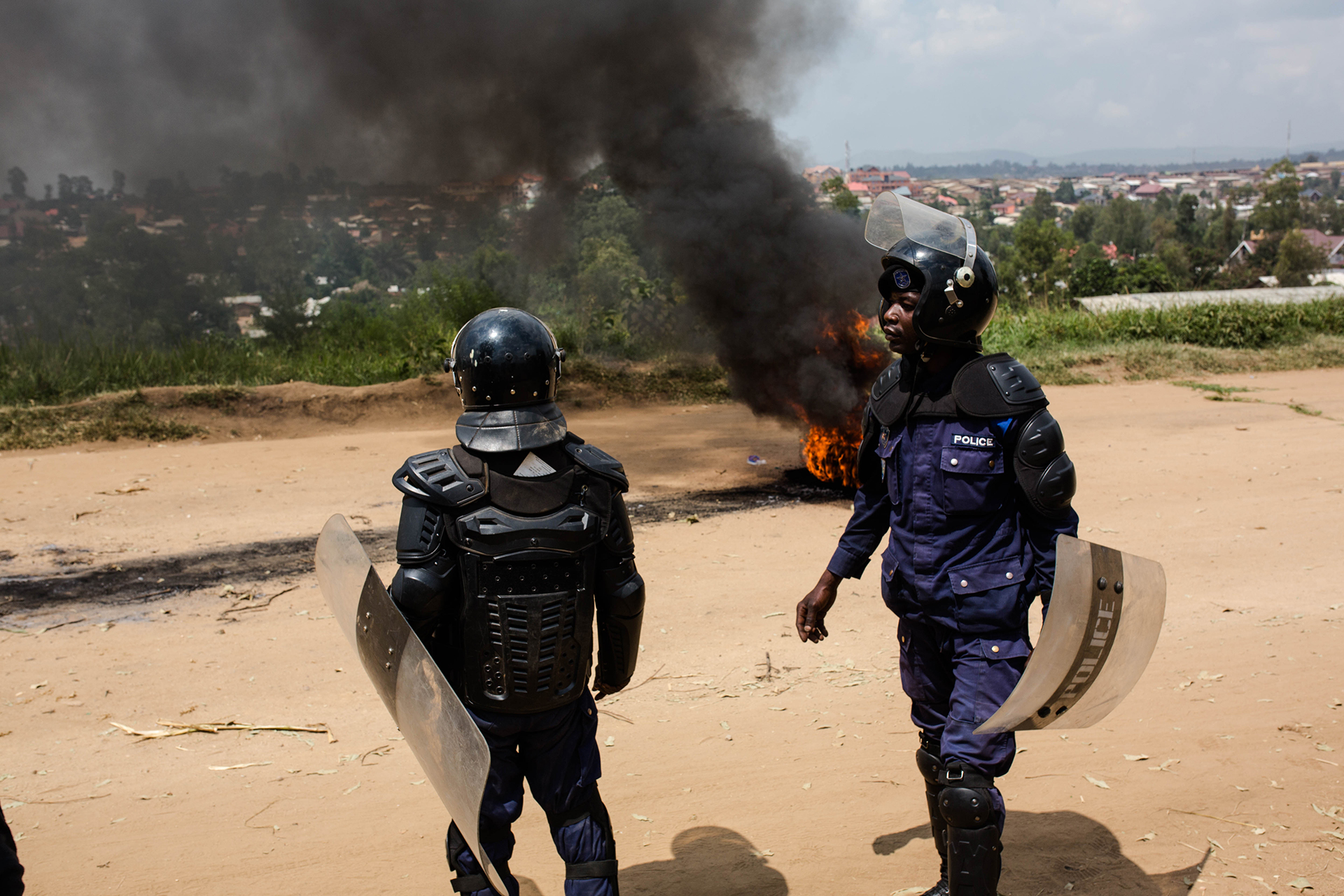 Photo of police in Bunia at protests