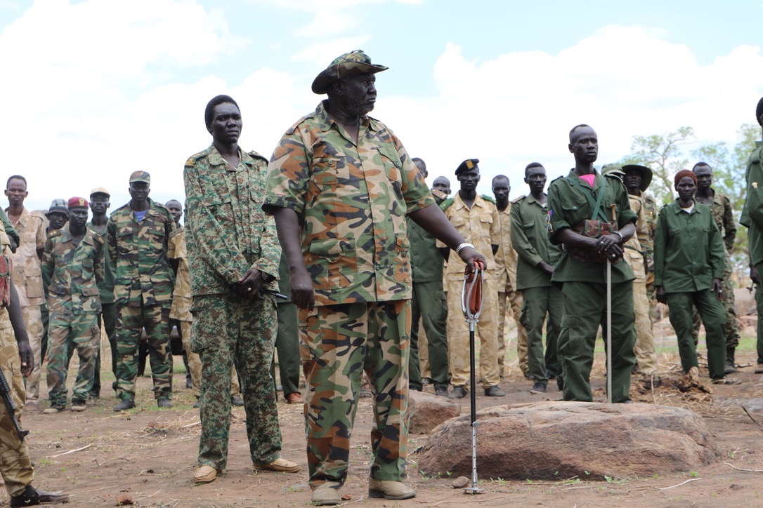 Rebel leader Malik Agar joins a celebration with his faction of the SPLM-N during his first visit to Ulu town in Blue Nile state since internal fighting erupted within the movement in 2017. He told his men to prepare for peace and prepare for war.