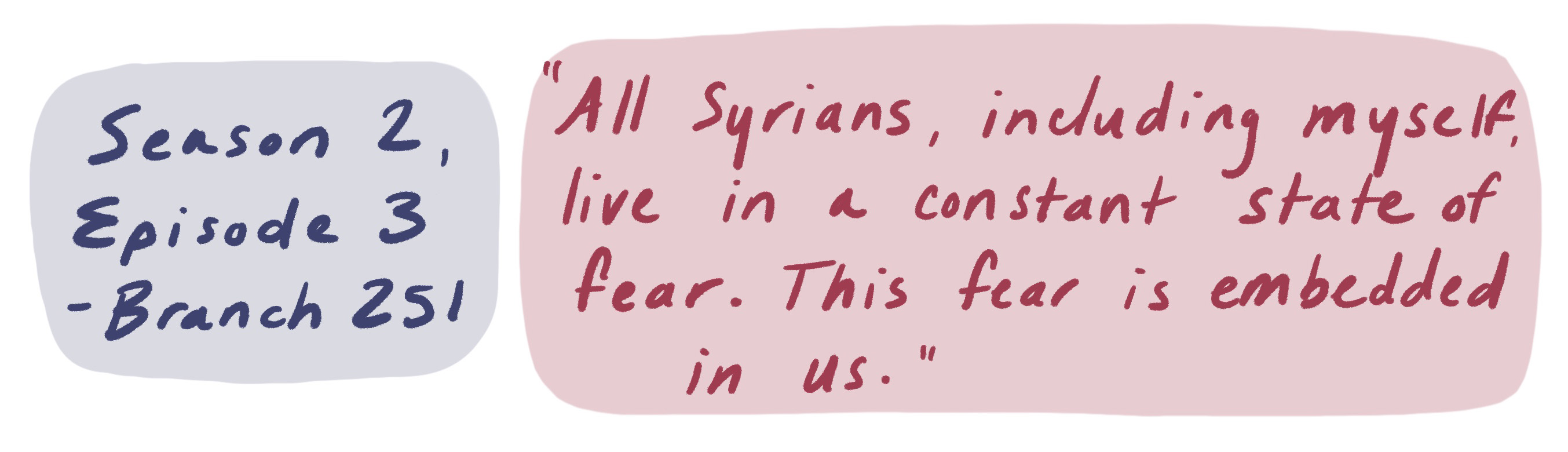 “All Syrians, including myself, live in a constant state of fear. This fear is embedded in us."