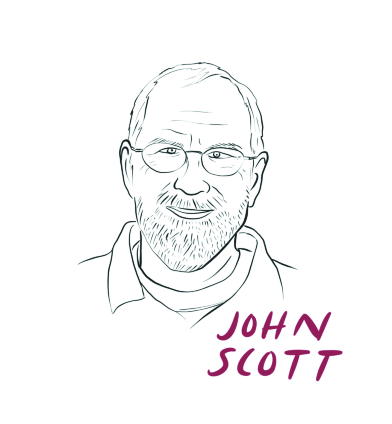 Illustrated headshot of John Scott