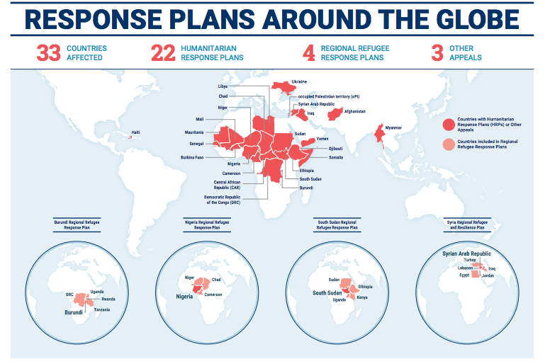 map of humanitarian work