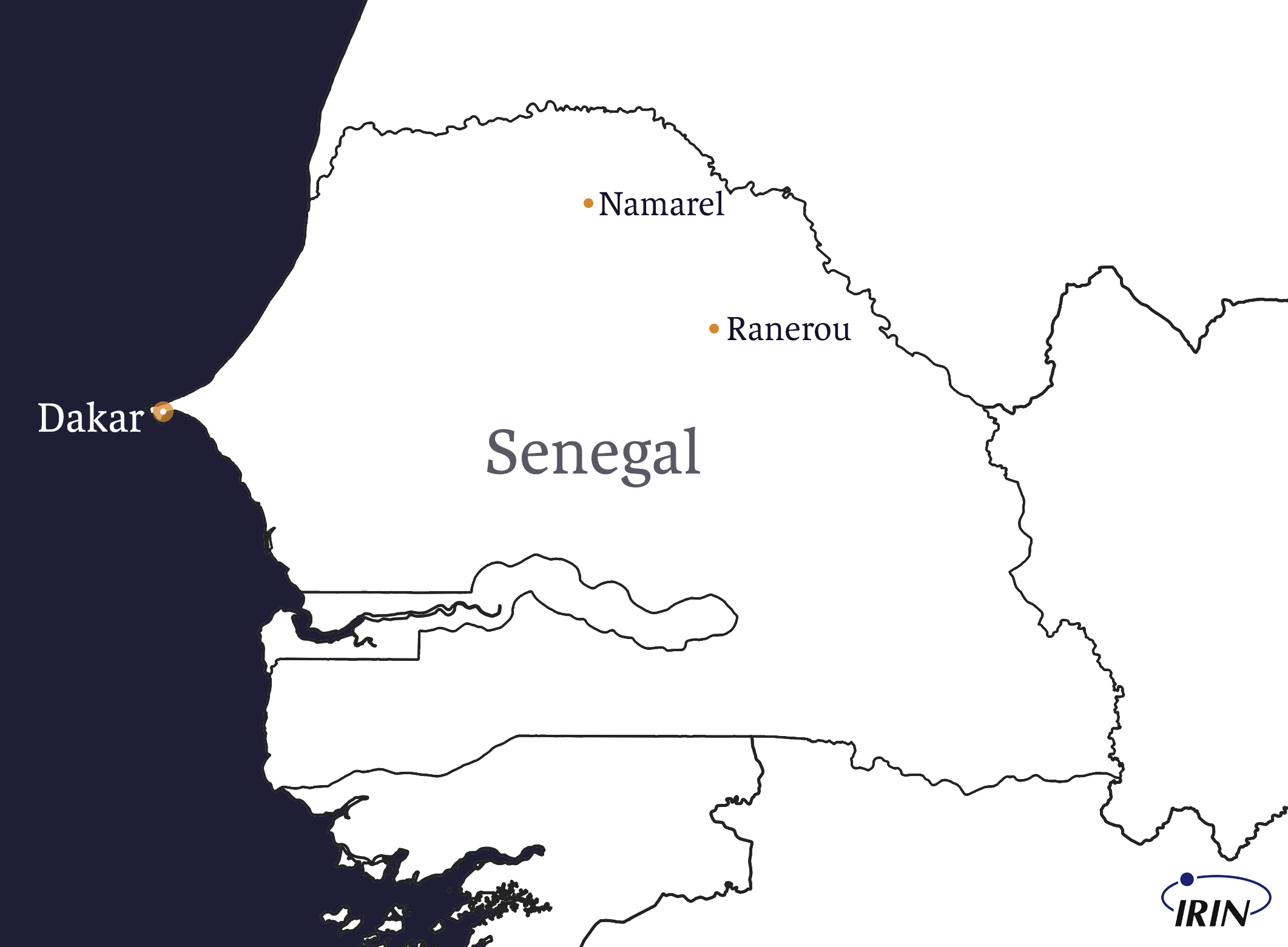 Map of Senegal showing Ranerou and Namarel