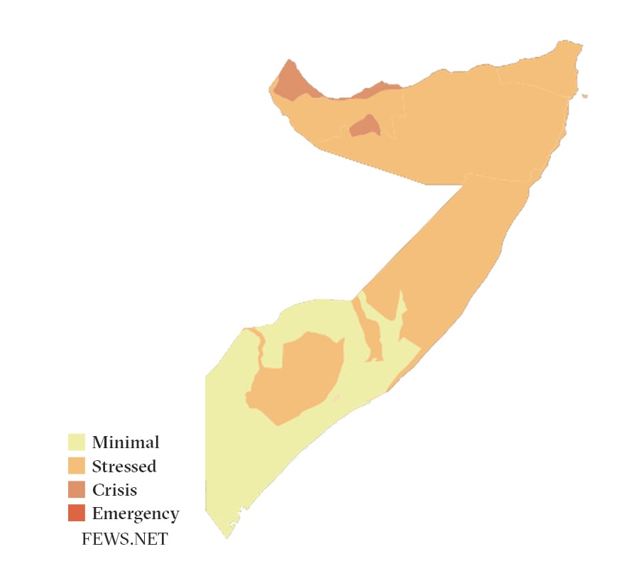 Map of food insecurity in Somalia