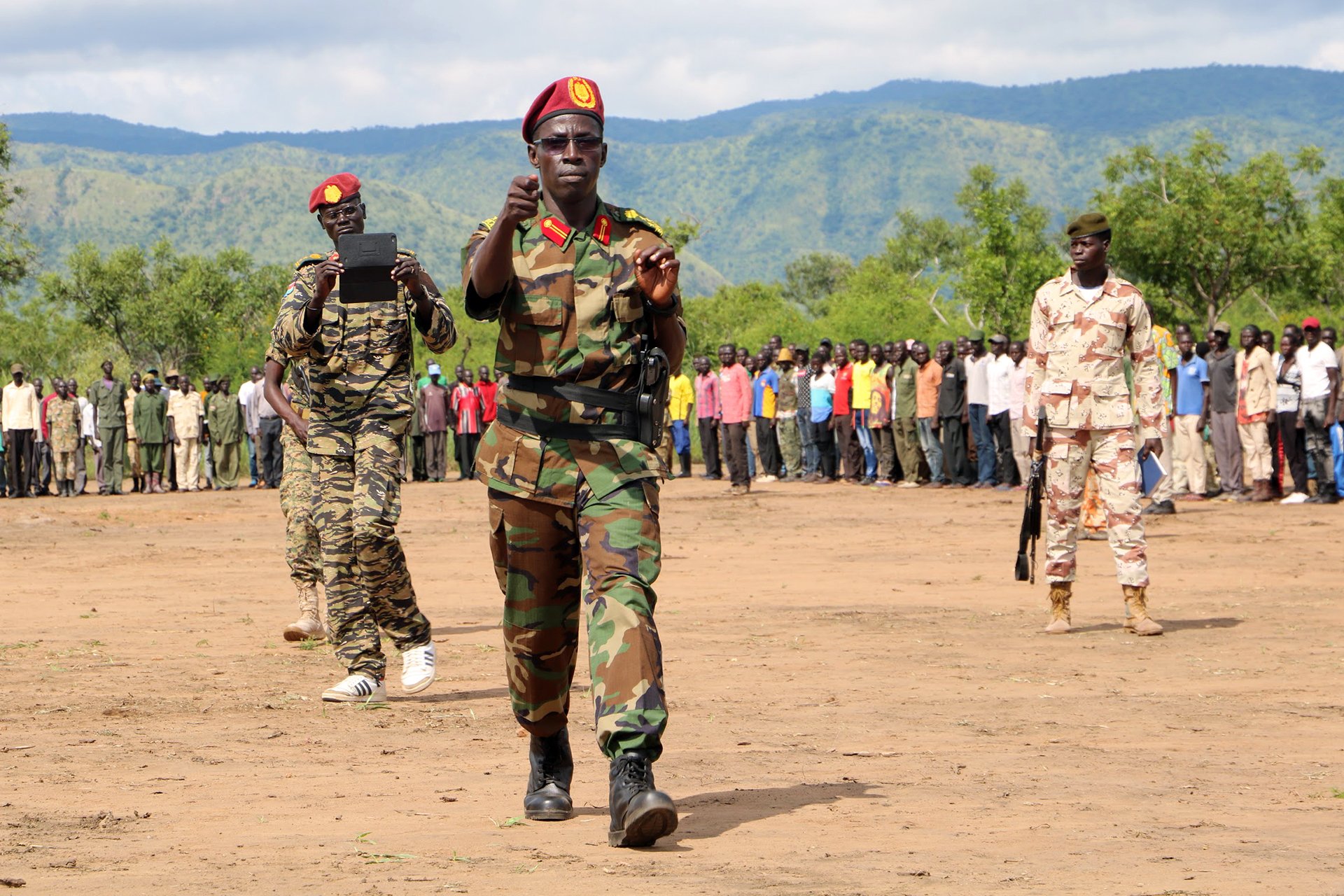 Photo of commander in South Sudan marching