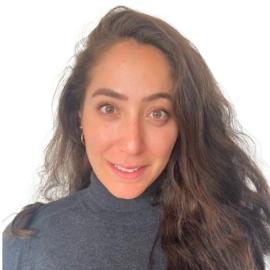 A headshot of Bushra Khalidi.