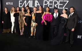 A photo of the cast of ‘Emilia Perez’ at the movie premiere at The Egyptian Theatre Hollywood on the  21 Oct 2024. Featuring: Pauline Lamy, Adriana Paz, Damien Jalet, Karla Sofía Gascon, Zoe Saldana, Jacques Audiard, Selena Gomez, Edgar Ramirez Where: Hollywood, California, United States