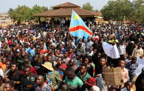 Civilians in eastern Democratic Republic of the Congo's Beni territory protest against the latest offensive by the M23 armed group and the Rwandan army.