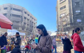 Rita Baroud reporting on the destruction she found in Gaza City when she returned to northern Gaza in February.
