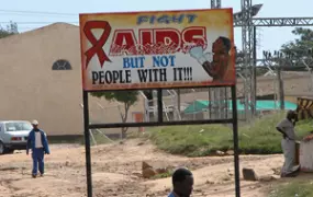 [Lesotho] AIDS boarding outside Maseru.