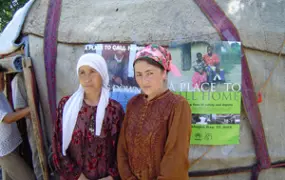 [Kyrgyzstan] Tajik refugees celebrate World Refugee Day outside a traditional Kyrgyz tent in Ivanovka.