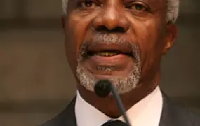 [Kenya] United Nations Secretary-General Kofi Annan addressing the opening ceremony of the 12th session of the United Nations conference on climate change, Kenya, 15 November 2006. Annan announced the ‘Nairobi Framework’. Six UN agencies have launched