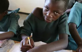 A student from Ngoma School in Sikaneka village, Maamba district, Zambia, 28 February 2007. About two-thirds of the country’s 11.7 million people live on less than US$1 a day, while about half the population is undernourished, according to a United Nati