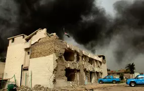 A Baghdad police station bombed on 9 May 2007. Violence in Iraq has reached intolerable levels