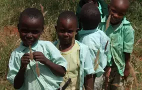 Some of the Nyumbani village’s younger children on their school lunch break.