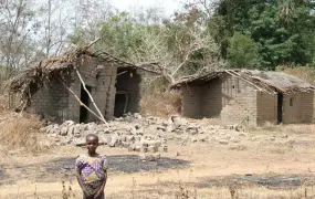 Ruined and abandoned house in the Northern Central African Republic (FILM ONLY - use image 201103011351200849 for reports)