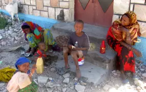 Asha Abdi, some of her children and other immigrant Ethiopian women on a street in Hargeisa. Somaliland immigration officials have expressed concern over the increase in the number of illegal Ethiopian, with claims that up to 90 people are arriving daily,