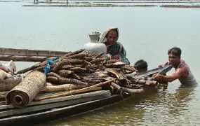 Thousands of survivors Cyclone Aila found themselves marooned at the end of March 2010 when the earthen embankments meant to protect them gave way to rising river water levels