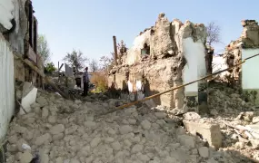 The destroyed homes of ethnic Uzbek residents of Shark district in Osh city, southern Kyrgyzstan