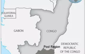 Map showing the Pool region in the Republic of Congo. Based on OCHA/ReliefWeb