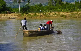 People in many Haitian communities must cross the Artibonite River to get to a health centre. November 2010