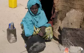 Adero Abdulla, a mother of four is one of thousands of pastoralists displaced by drought, after losing their livestock, in Djibouti