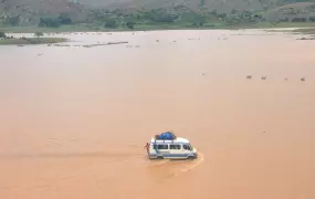 Flood waters in Madagascar after Cyclone Bingiza struck the Indian Ocean island of Madagascar on 14 February 2011