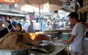 Palestinians buying traditional Ramadan sweets in Ramallah before ‘iftar’ (daily meal breaking the fast)