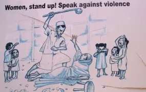 A poster raising awareness at norteastern Kenya's dadaab Refugee Camp