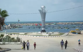 The Hamas-led government in Gaza put up a memorial to nine Turkish activists killed trying to break Israel’s naval blockade in May 2010

