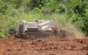 The Digger D-3 demining machine at work in Sindone, Casamance, Senegal