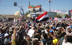 Protesters in Sanaa opposed to the power transition deal that gave Saleh immunity from prosecution