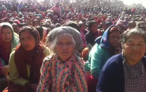 Thousands of landless squatters turned out in protest against a government move to evict them in January 2012 in Kathmandu