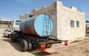 The Bedouins in Umm al-Hieran village, Israel, live several kilometers away from the closest source of clean water and rely on trucks to get their supply