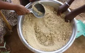 Families in the drought-affected Djoke village in Gorgol region, one of the three regions that form Mauritania's triangle of poverty pool their food reserves and eat together every day