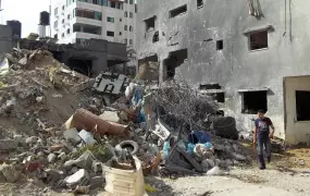 Ruins of Al Dalou family house, where at least 10 people were killed in an Israeli airstrike on Sunday evening