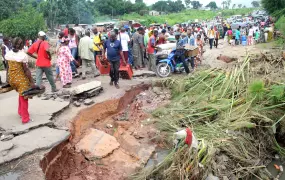 Floods caused extensive damage to homes and infrastructure, such as this road in the south of Brazzaville