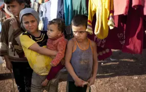 Children at Atma camp for displaced Syrians near the Turkish border. . Atme has become the temporary home to more than 10,000 people who have fled the violence as war flared in Syria