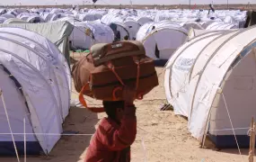 New arrivals in Choucha transit camp, set up to accommodate people fleeing the violence and civil unrest in Libya (file photo)