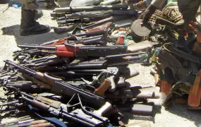 Weapons handed in by Somali businessmen, Mogadishu (file photo)