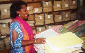 Citizenship documents in a Côte d’Ivoire court. Nationality is a contentious issue in the West African state 