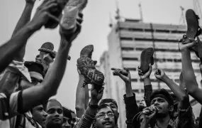 Uprising of people at Shahbag, Dhaka, Bangladesh demanding death penalty of Kader Molla and all other war criminals who are now being tried before the International Crimes Tribunal Bangladesh for alleged crimes committed during the Liberation War of Bangl