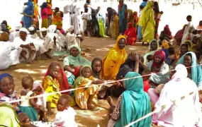 A group refugees at Tissi, Southeast Chad, who have fled recent fighting in Darfur