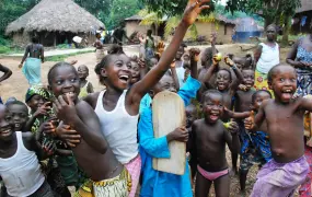 Children playing at a rural health centre in Sierra Leone