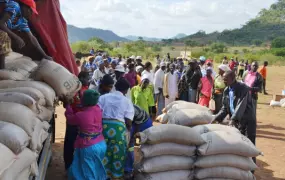 Grain distribution to food insecure people in Zimbabwe through a joint programme with WFP