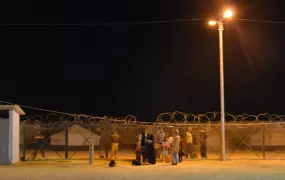 Syrian refugees newly arrived to Jordan's Za'atari camp. Most attempt the illegal border crossing at night because they believe it to be safer