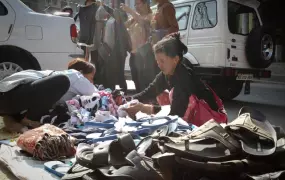 A Chin woman on the streets of Aizawl, the capital of India's northeast India’s Mizoram State. Thousands of Chins migrate across the border in search of work