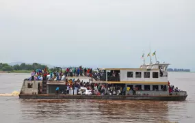 A Congo-Brazzaville boat bringing back Congolese who were deported or had fled for fear of violent deportation