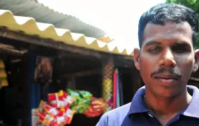  Rasalingam Sivakumar, a former LTTE combatant, lost sight in his left eye during Sri Lanka's civil war, and is almost blind in his right eye. He is struggling to look after a wife and two young children.